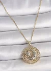 316L Çelik Gold Renk Mix Renk Ay Güneş Model Kadın Kolye