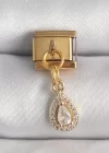 316L Çelik Gold Renk Sallantı Damla Zirkon Taşlı Nomination Charm
