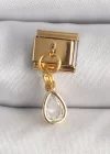 316L Çelik Gold Renk Sallantı Damla Zirkon Taşlı Nomination Charm