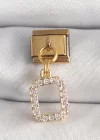 316L Çelik Gold Renk Sallantı Kare Zirkon Taşlı Nomination Charm