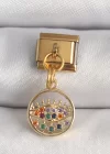 316L Çelik Gold Renk Sallantı Renkli Zirkon Taşlı Göz Model Nomination Charm
