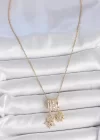 316L Çelik Gold Renk Sallantı Zirkon Taşlı Yıldız Güneş Figür Charm Kadın Kolye