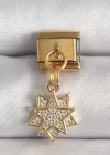 316L Çelik Gold Renk Sallantı Zirkon Taşlı Yıldız Model Nomination Charm