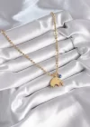 316L Çelik Gold Renk Top Zincir Model Fil Figür Nazar Boncuk Detay Kadın Kolye