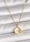 316L Çelik Gold Renk Zincir Beyaz Mineli Gün Batımı Model Kadın Kolye