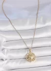 316L Çelik Gold Renk Zincir İşlemeli Güneş Model Kadın Kolye