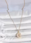 316L Çelik Gold Renk Zincir Zirkon Taşlı Ay Yıldız Model Kadın Kolye