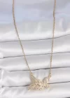316L Çelik Gold Renk Zincir Zirkon Taşlı Kelebek Model Kadın Kolye