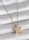 316L Çelik Gold Renk Zincir Zirkon Taşlı Yıldız Model Kadın Kolye