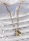 316L Çelik Gold Renk Zincir Zirkon Taşlı Ying Yang Model Gün Batımı İşlemeli Arkadaşlık Kadın Kolye