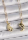 316L Çelik Gold Renk Zincir Zirkon Taşlı Ying Yang Model Gün Batımı İşlemeli Arkadaşlık Kadın Kolye