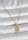 316L Çelik Gold Renk Zincir Zirkon Taşlı Yusufçuk Model Kadın Kolye