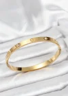 316L Çelik Gold Renk Zirkon Taşlı 65 mm Kadın Kelepçe Bileklik