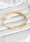 316L Çelik Gold Renk Zirkon Taşlı 65 mm Kadın Kelepçe Bileklik