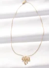 316L Çelik Gold Renk Zirkon Taşlı Fiyonk Kolye