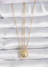 316L Çelik Gold Renk Zirkon Taşlı Güneş Model İşleme Yazı Detay Arkadaş Kolyesi