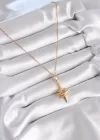 316L Çelik Gold Renk Zirkon Taşlı Kutup Yıldızı Model Kadın Kolye