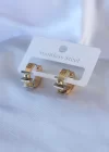 316L Çelik Gold Renk Zirkon Taşlı Model Gümüş Zirkon Taş Detay Kadın Küpe