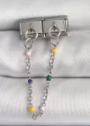 316L Çelik Gümüş Renk 2Li Sallantı Zincir Model Nomination Charm