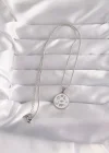 316L Çelik Gümüş Renk Beyaz Mineli Karışık Figürlü Tarot Kolye