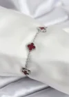 316L Çelik Gümüş Renk Bordo Baby Boy Yonca Kadın Bileklik