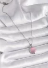 316L Çelik Gümüş Renk Daire Pembe Sedefli Model Kadın Kolye