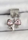 316L Çelik Gümüş Renk Pembe Fiyonk Model Nomination Charm