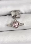 316L Çelik Gümüş Renk Pembe Kanatlı Kalp Model Nomination Charm