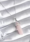 316L Çelik Gümüş Renk Pembe Taşlı Kadın Kolye