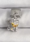 316L Çelik Gümüş Renk Sallantı Aslan Model Nomination Charm