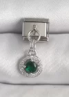 316L Çelik Gümüş Renk Sallantı Yeşil Zirkon Taşlı Nomination Charm
