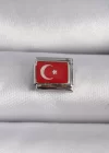 316L Çelik Gümüş Renk Türk Bayrağı İşlemeli Nomination Charm