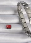 316L Çelik Gümüş Renk Türk Bayrağı İşlemeli Nomination Charm