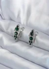 316L Çelik Gümüş Renk Yeşil Kristal Taş İşleme Yılan Model Kadın Küpe