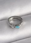 316L Çelik Gümüş Renk Zirkon Taşlı Mavi Boncuk Detay Tragus Piercing