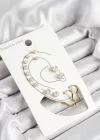 316L Çelik Kalp Figürlü Ve Zirkon Taşlı Gold Renk 7li Çift Kadın Küpe Set
