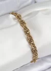 316L Çelik Klasik Dövme Halat Zincir Model Gold Renk Kadın Bileklik