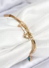 316L Çelik Nazar Boncuk Detaylı Mavi Zirkon Taşlı Model İtalyan Zincir Gold Renk Kadın Bileklik