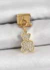316L Çelik Sallantılı Zirkon Taşlı Ayıcık Model Gold Renk Nomination Charm