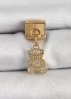 316L Çelik Sallantılı Zirkon Taşlı Ayıcık Model Gold Renk Nomination Charm