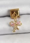 316L Çelik Sallantılı Zirkon Taşlı Fiyonk Model Gold Renk Nomination Charm