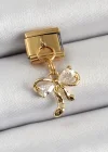 316L Çelik Sallantılı Zirkon Taşlı Fiyonk Model Gold Renk Nomination Charm