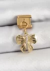 316L Çelik Sallantılı Zirkon Taşlı Fiyonk Model Gold Renk Nomination Charm