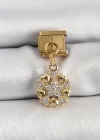 316L Çelik Sallantılı Zirkon Taşlı Kalp Detaylı Yıldz Model Gold Renk Nomination Charm