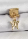 316L Çelik Sallantılı Zirkon Taşlı Kelebek Model Gold Renk Nomination Charm