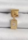 316L Çelik Sallantılı Zirkon Taşlı Kutup Yıldızı Figürlü Dikdörtgen Model Gold Renk Nomination Charm
