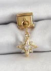 316L Çelik Sallantılı Zirkon Taşlı Kutup Yıldızı Model Gold Renk Nomination Charm