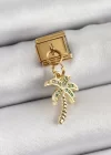316L Çelik Sallantılı Zirkon Taşlı Palmiye Ağacı Model Gold Renk Nomination Charm