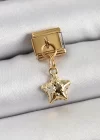 316L Çelik Sallantılı Zirkon Taşlı Yıldız Model Gold Renk Nomination Charm