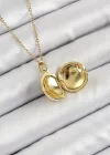 316L Çelik Zincir Açılabilir Sanatsal Vintage Çiçek Model Gold Renk Kadın Kolye